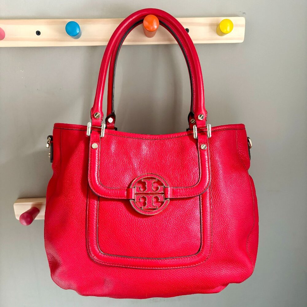 Tory Burch 4-way Amanda Classic Handle Hobo in New Carnival Red Pebbled Leather